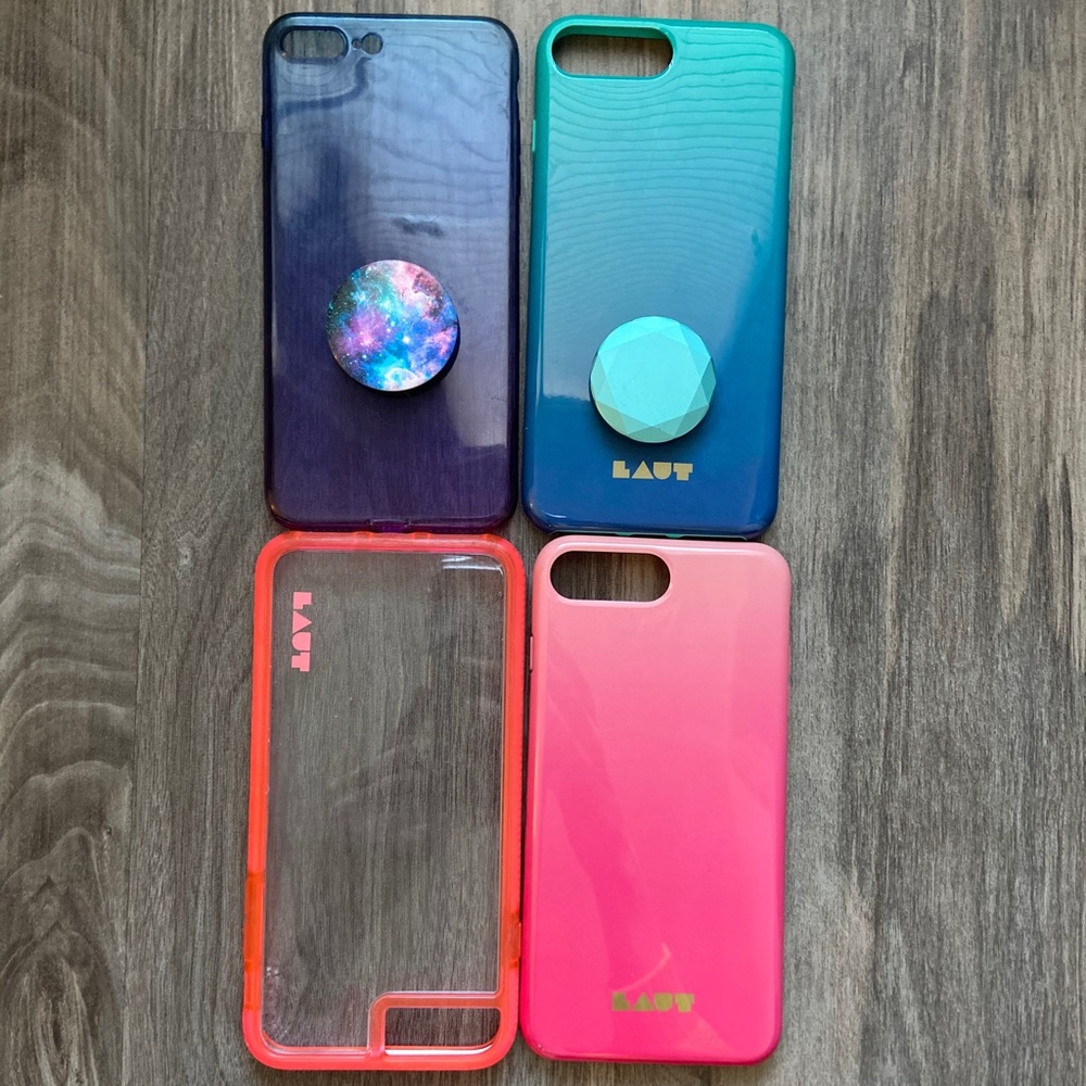 4 iPhone 8 Plus phone cases with two pop sockets